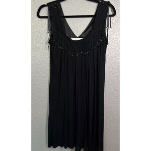chinese dress ladies Zara Black Sleeveless Tie Strap Fringe Tiered Cami Tank Mini Shift Dress  Size L